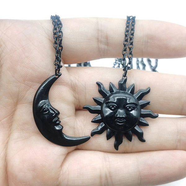 Black Sun and Moon Necklaces