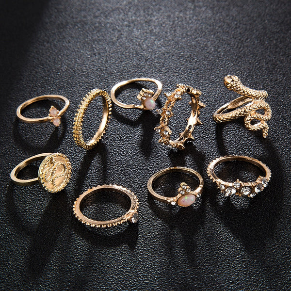 Golden Snake Ring Set