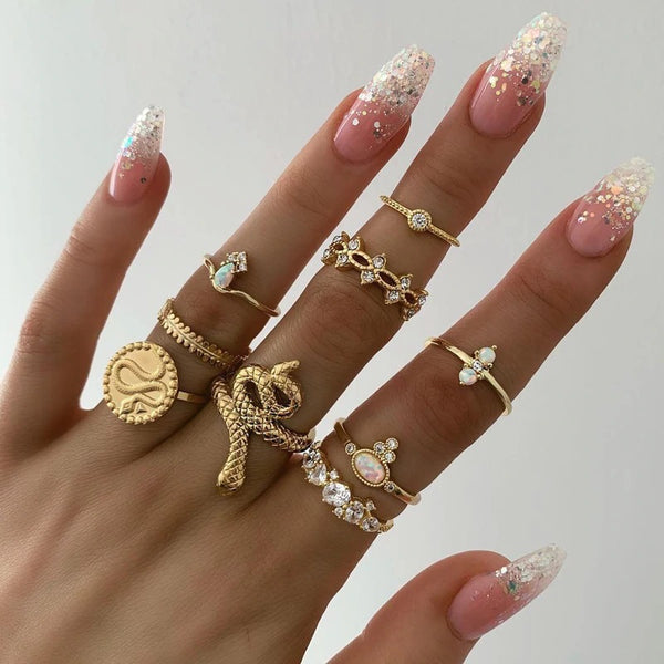 Golden Snake Ring Set