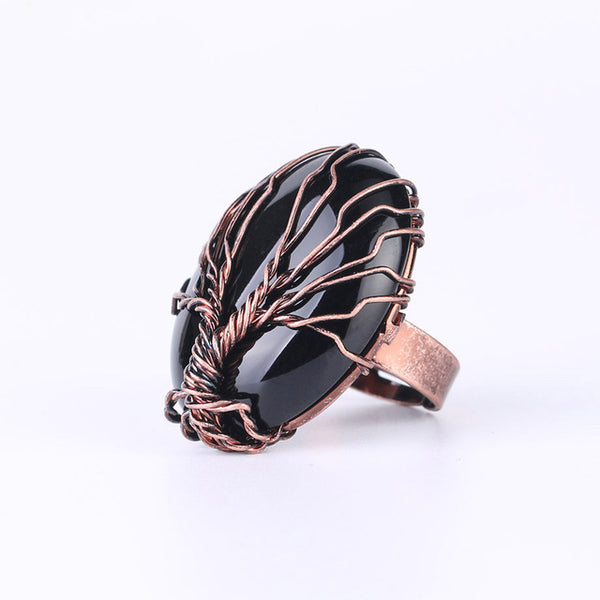 Adjustable Tree of Life Crystal Ring