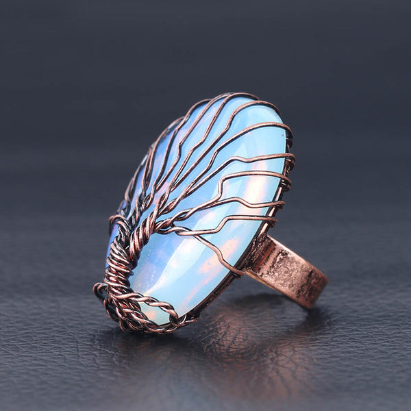 Adjustable Tree of Life Crystal Ring