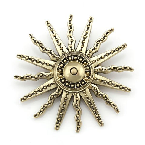 Antique Brass Sun Brooch