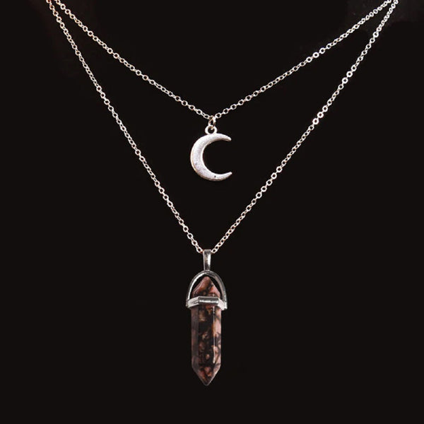 Moon and Crystal Choker Silver Edition
