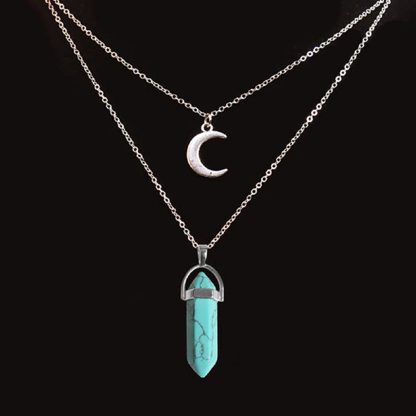 Moon and Crystal Choker Silver Edition