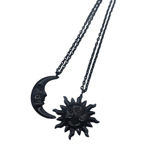 Black Sun and Moon Necklaces