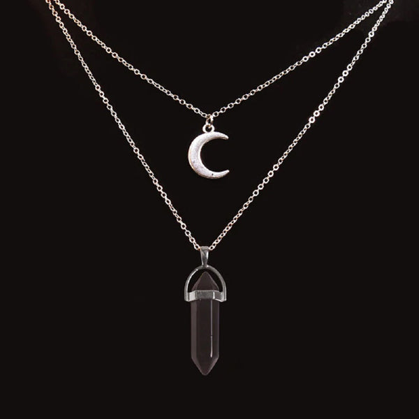 Moon and Crystal Choker Silver Edition