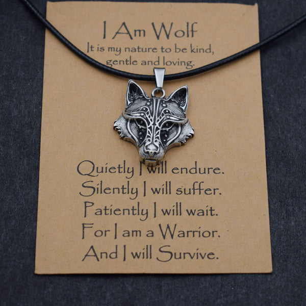 Inspirational Wolf Card Necklace