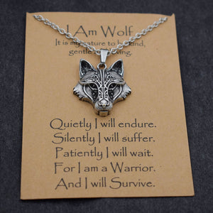 Inspirational Wolf Card Necklace